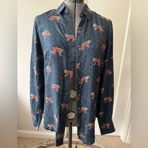 J. Crew 100% Silk Tiger Print Blouse